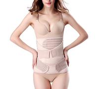 3 in 1 Postpartum Support - Recovery Belly Wrap Waist Belt Girdles C section Shapewear, Beige, plus size