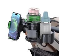 3-in-1 Pram Cup Holder Attachment, Universial Walker Cup Holder with Phone Holder for Wheelchair, Rollator, Scooter, Bike, Anti-Slip & Easy Install Mobility Scooter Accessories