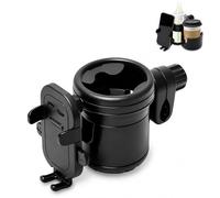 3 in 1 Pram Cup Holder Universal with 2 Cups & 360° Rotating Phone Holde | Universial Cup Holder Drink and Coffee for Strollers Bicycles Wheelchair, for Hauck, Silver Cross, Kinderkraft