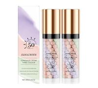 3 In 1 Primer for Face Before Makeup,SPF 50 Sunscreen Isolation Cream, One Step Color Correcting Primer,Hydrating,Oil Control Facial Serum & Concealer Skin Tone,Even Skin Tone (B-2pcs)