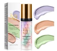 3 In 1 Primer Makeup,SPF 50 Sunscreen Isolation Cream, One Step Color Correcting Primer,Hydrating,Oil Control Facial Serum & Concealer Skin Tone,Even Skin Tone,Radiance Skin (40g)