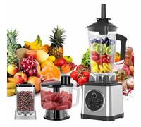 3-in-1 Professional Blender with 2.5L+2L+0.8L Capacity - Stainless Steel Blades, Kitchen Blender, 15 Gears, 6000W Electric Blenders, Makes Soy Milk, Rice Paste, Cocktails, Sauces