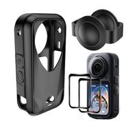 3 in 1 Protection Accessories Kit for Insta360 X6, Silicone Case + Lens Cover Guard + 2pcs Tempered Glass Screen Protector for Insta 360 X6 Action Camera