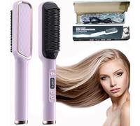 3 in 1 Purple Negative Ion Hair Straightener Styling Comb - Straightener & Curler, 10s Fast Heating & Anti-Scald