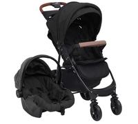 3-in-1 Pushchair Anthracite Steel with Baby Seat, Foldable and Lightweight, Combination Pram from Birth, Buggy and Sports Pram, Ideal for Siblings, Safe Jogger Pushchair