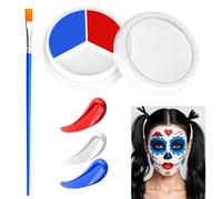 3 in 1 red white and blue face paint - oil based face paint - red white and blue face paint - blendable colors - halloween makeup - long lasting effect - zombie vampire cosplay paint set
