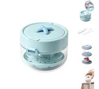 3 in 1 Retainer Storage Case with Mirror and Soaking Bath,Retainer Case, Denture Bath Box,Portable Cute Denture Container Cup with Drain Tray,Leak Proof Travel Retainer Soaking Pot for Cleaning，Blue