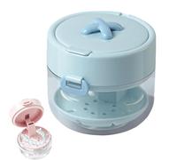 3-in-1 Retainer Storage Case with Mirror & Cleaning Brush, Portable Mouth Guard Storage Container, for Mouth Guard Invisible Aligner Dental Brace (Blue)