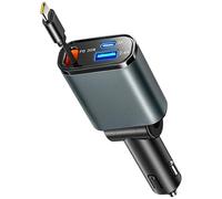 3 in 1 Retractable Car Cgarette Lighter Usb Charger Accessories 30W 50W Car Charger Adapter 12V 24V with Type C USB C USB A Cable Port Socket for IPhone for Android Travel Camping Gifts