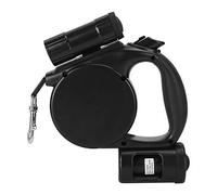 3 in 1 Retractable Pet Leash Rope with LED Light and Garbage Bag, Black Plastic Portable Dog and Cat Leash, 4.5 Meter Length - Automatic Stretch, Durable Hook, Night Walking Safe