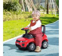 3-in-1 Ride On Car Slider Foot To Floor Slider w/Horn Steering Wheel HOMCOM Red One Size
