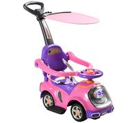 3 in 1 Ride on Push Car Cartoon Robot Foot to Floor Slider Pink