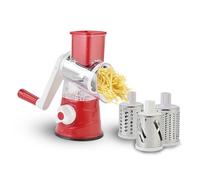 3-in-1 Rotary Cheese Grater with 3 Stainless Steel Blades - Manual Vegetable Slicer & Nut Grinder, Handheld Cheese Shredder for Carrots, Potatoes, Chocolate, and More