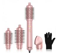 3-in-1 Rotating Hair Dryer Brush with 3 Heat Settings & 3 Attachments - Bidirectional Rotation, Smooth Blowouts & Curls, Fast Drying, Less Frizz & Damage