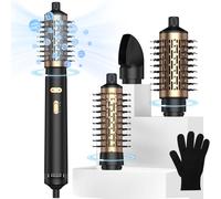 3-in-1 Rotating Hair Dryer Brush with Bi-Directional Spin, 2 Size Brushes (1.5in & 2in), Ceramic Coated Barrels, 3 Temps & 2 Speeds
