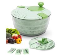 3-in-1 Salad Spinner & Vegetable Chopper, 4L Fruit and Vegetable Washer, Spin and Dry Salad, Vegetable Slicer with 5 Blades, Veggies Drainer Colander Bowl for Effortless Washing, Slicing & Drying