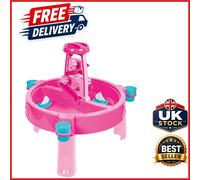 3-in-1 Sand & Water Play Table Pink Outdoor Toys for Kids 4 Players
