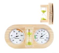 3-in-1 Sauna Thermometer Hygrometer, Wooden Digital Thermo-Hygrometer With 15-Minute Sand Timer For Sauna Room, Cafes, Restaurants, Or Bathrooms(Green)