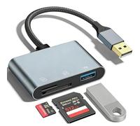 3 in 1 SD Card Reader USB, Aluminum Camera Memory Card Reader USB-A Micro SD Cards Adapter Compatible with PC, Laptop, Computer, Trail Camera, SDXC, micro SDHC, SD, MMC,TF, RS-MMC, Plug & Play