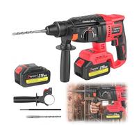 3-in-1 SDS-Plus Electric Hammer with 2 Batteries, 3 Mode SDS Plus Drill for Concrete, Masonry, Wood and Metal, 21V Max Brushless Rotary Hammer Drill, 4,500 BPM
