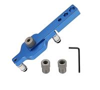 3 in 1 Self Centering Dowel Jig 6 8 10mm Hole Punch for Woodworking, Aluminum Alloy Blue Drill Guide Kit (Set A(Without Drill Bits))