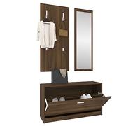 3-in-1 Shoe Cabinet with Mirror & Coat Rack Entryway Bench with Flip-Top Der for Hallway Space-Saving Sto Soluts for Home nizat
