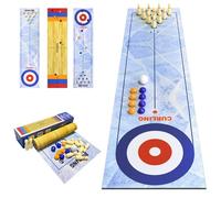 3 in 1 Shuffleboard Curling Bowling Games, TableTop Curling Bowling Games Set with 8 Bowling Balls, Portable Tabletop Miniature Gaming Suitable for School,Home,Office,Party