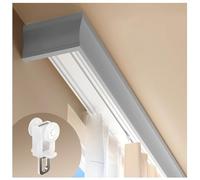 3-in-1 Silent Curtain Track System - Premium Aluminum Alloy Double Track Rail for Bay Windows with Integrated Pulley(Gray,200cm)