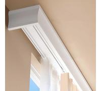 3-in-1 Silent Double Curtain Track System with Pelmet Box - Ceiling Mounted Aluminium Nano Curtain Rails (200cm)