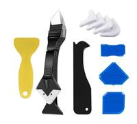 3-in-1 Silicone Caulking Tool Kit - Caulk Remover, Grout Removal & Finishing Tool with 4pc Glass Glue Scrapers - Professional Caulking Tools for Home Improvement & DIY Projects