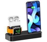 3 in 1 Silicone Charging Stand Dock for iWatch iPhone and Airpods 4/3/2/Pro, Charger Holder Bracket base for iWatch Ultra Series10-1 and iPhone 16/15/14/13/12-002-W