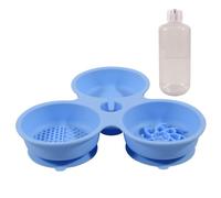 3-in-1 Silicone Pet Bowl w/Auto Waterer & Slow Feeder, Non-Slip, BPA-Free(Blue)