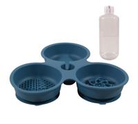 3-in-1 Silicone Pet Bowl w/Auto Waterer & Slow Feeder, Non-Slip, BPA-Free(Navy Blue)