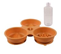 3-in-1 Silicone Pet Bowl w/Auto Waterer & Slow Feeder, Non-Slip, BPA-Free(Orange)