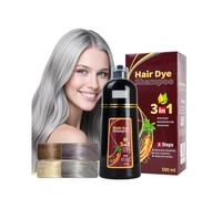 3-in-1 Silver Hair Colour Shampoo, Herbal Shampoo to Darken Hair, Fast-Acting Formula, Semi-Permanent Grey Coverage, For Men and Women, Restores Shine (Sliver)