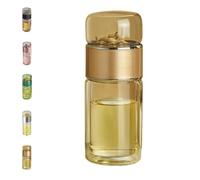 3-in-1 Smart Tea Infuser,Glass Infuser,Double Layered Glas Tea Separation Leak-Proof Tea Maker,Flip & Brew for Blooming & Loose Leaf Tea (Golden,350ml)