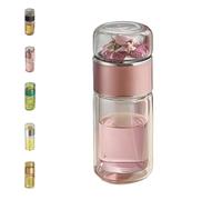 3-in-1 Smart Tea Infuser,Glass Infuser,Double Layered Glas Tea Separation Leak-Proof Tea Maker,Flip & Brew for Blooming & Loose Leaf Tea (Pink,500ml)