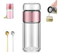3-in-1 Smart Tea Infuser Glass Tea Cup, Double Layer Stainless Steel Leak Proof Tea Water Separating Infusers for Loose Leaf Steeper