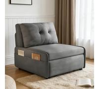 3-in-1 Sofa Bed Grey, Convertible Sleeper Chair with Pillow, Corduroy Single Sofa Bed Chair with Side Pockets, Foldable Pull Out Couch Bed for Living Room/Guest Room/Office,31.5in