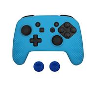 3 in 1 Soft Silicone Protective Skin Case Cover for Nintendo Switch pro Controller Rubber Protective Skin with 2 Thumb Caps (Blue)