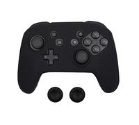 3 in 1 Soft Silicone Protective Skin Case Cover for Nintendo Switch pro Controller Rubber Protective Skin with 2 Thumb Caps (Black)