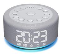 【3 in 1】 Sound Machine Alarm Clock Night Light White Noise Machine with Double Alarms Backup Battery 30 Sleeping Sounds for Baby Kids Adults 32 Level Volume 5 Timers Memory Function 15 Wake Up Sounds