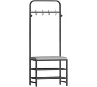 3-in-1 Space-Saving Entryway Hall Tree with Storage Bench Freestanding Coat Rack & Shoe Cabinet PU Leather Seat Sturdy Metal Frame Hooks for an nized Entrance