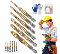 3 In 1 Spiral Tap Hex Shank Drill Bit Set, M3/M4/M5/M6/M8/M10 Hss Drill Bit Set, 1/4" 3-In-1 Spiral Flute Drill Bits, Essential Tool For Both Professionals And Diy Enthusiasts (B: Short 58mm)