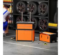 HOMCOM 3-in-1 Stackable Rolling Tool Box - Orange