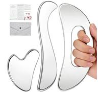 3-in-1 Stainless Steel Gua Sha Massage Tool Set, Muscle Scraper & IASTM Tools for Soft Tissue Mobilization, Myofascial Release, Body Skin Massage, Physical Therapy Sore Muscle Relief with Travel Pouch