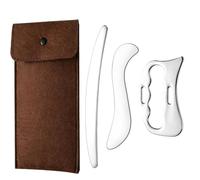 3-in-1 Stainless Steel Gua Sha Tool, Skin Scraping Massage Tools, Massage Scraper with Felt Bags, Soft Tissue Scraping Tools for Face Neck Back & Body, Lymphatic Drainage, Jawline Sculpting, Silver