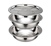3 in 1 Stainless Steel Multifunction Vegetable Cutter Grater Salad Maker Bowl Drain Basket Colander