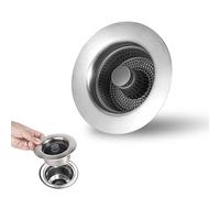 3-in-1 Stainless Steel Sink Aid, Stainless Steel Kitchen Sink Stopper Strainer Sink Drain Filter Anti-Clogging Kitchen Sink Plug Strainer Kitchen Sink Drain Basket Sink Food Catcher