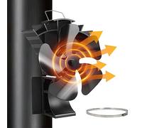 3-in-1 Stove Log Burner Fan with Magnet, 5 Blades Wood Burning Stove Top - Quiet Effective Fire Fan for Warm Air Distribution, with Adjustable Band